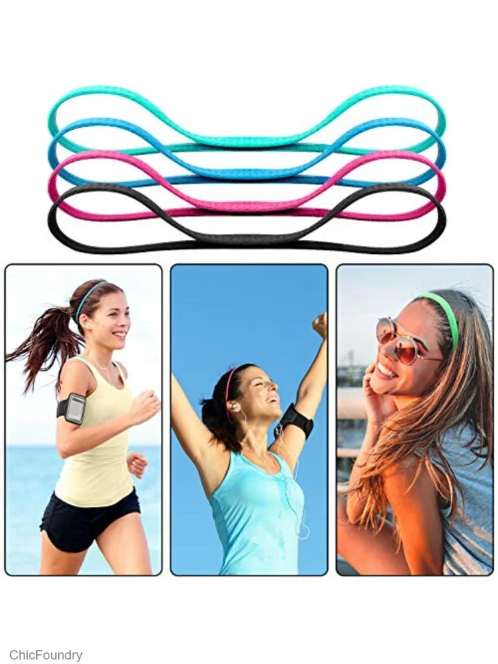 Non Slip Elastic Headbands for Workout Running Yoga - 20 Pack